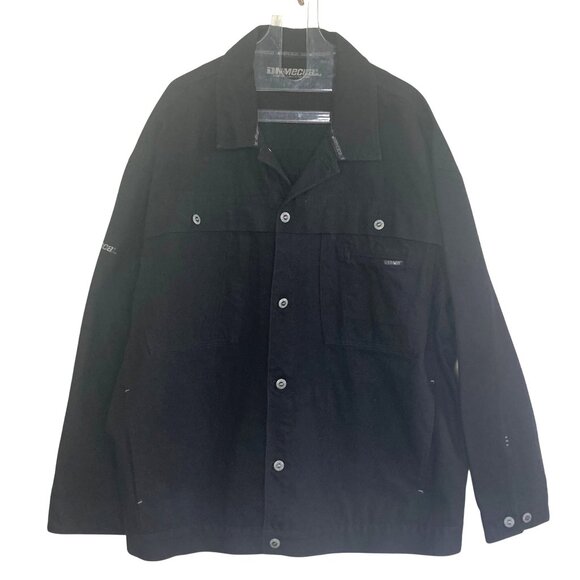 Vintage 90s Y2K Mecca Jeans Black Denim Jacket Mens 3XL Hip Hop Skate Baggy